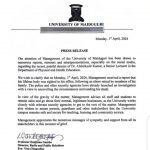 Press release by Unimaid management