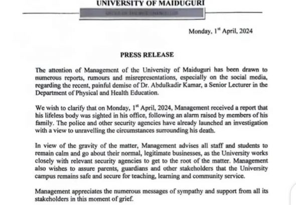 Press release by Unimaid management
