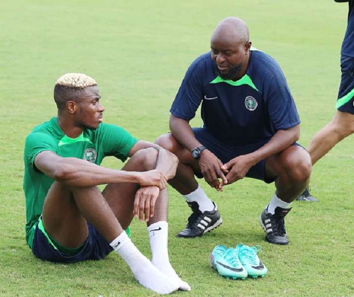 Victor Osimhen and Coach Finidi George